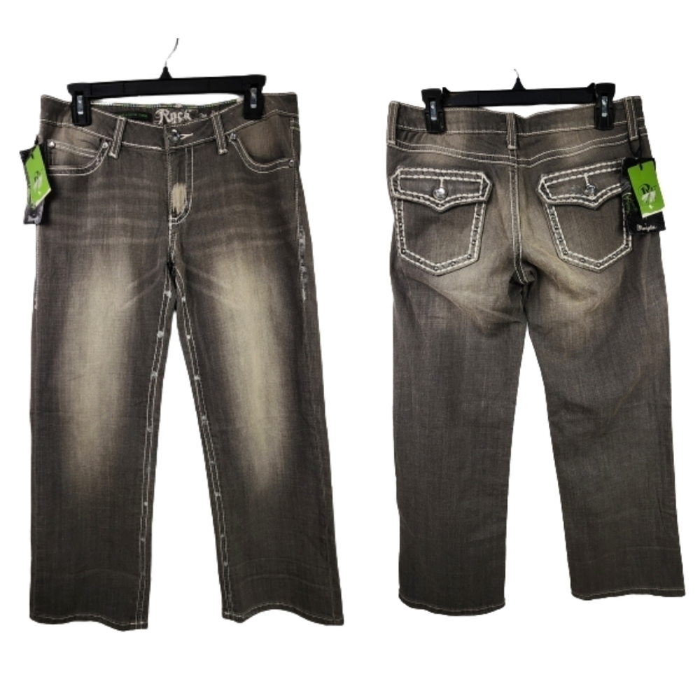 Wrangler Rock 47 NWT Ultra Low Rise Straight Leg Distressed Jeans Size 5/6
